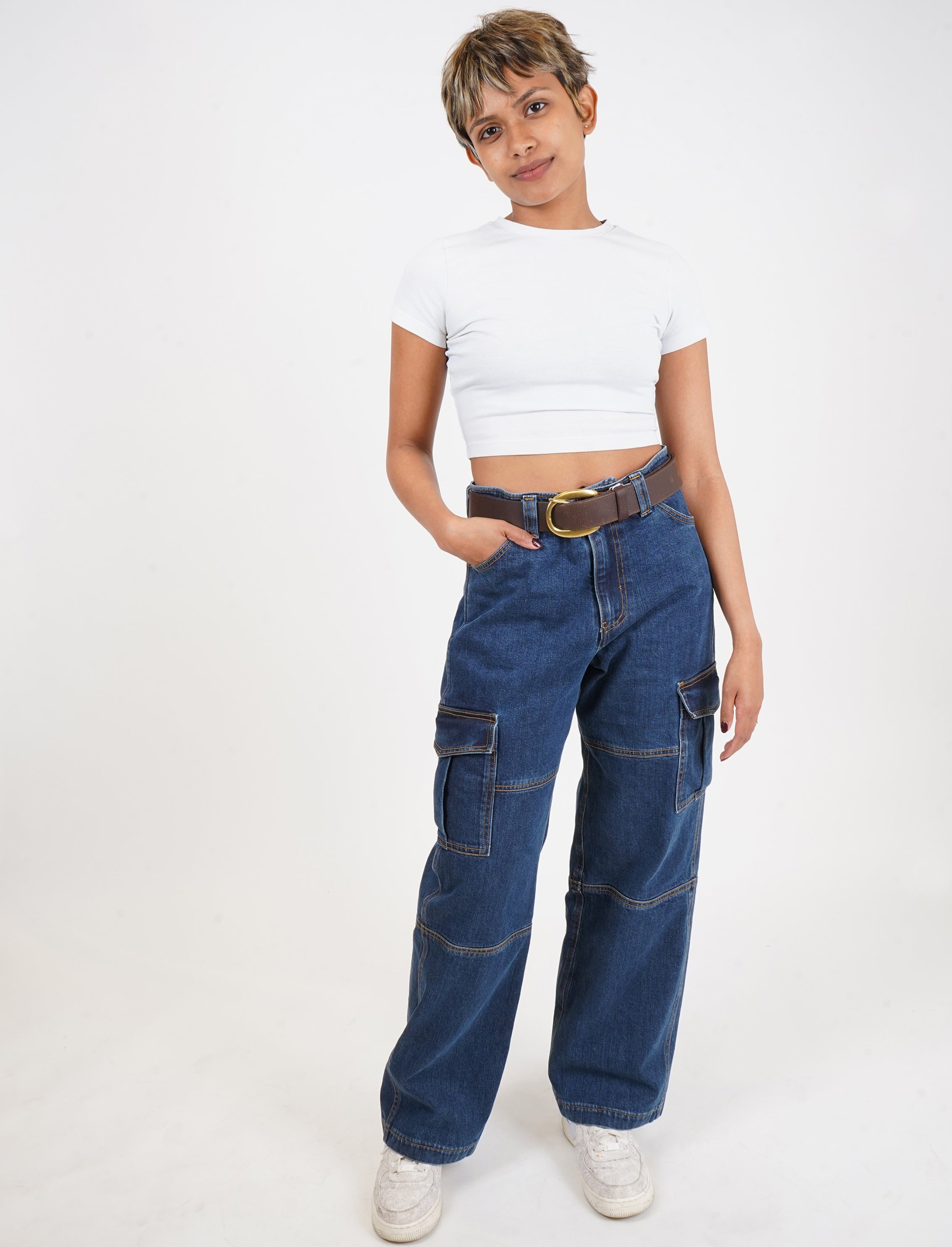 Dakota Indigo Women's Cargo Denim Jeans