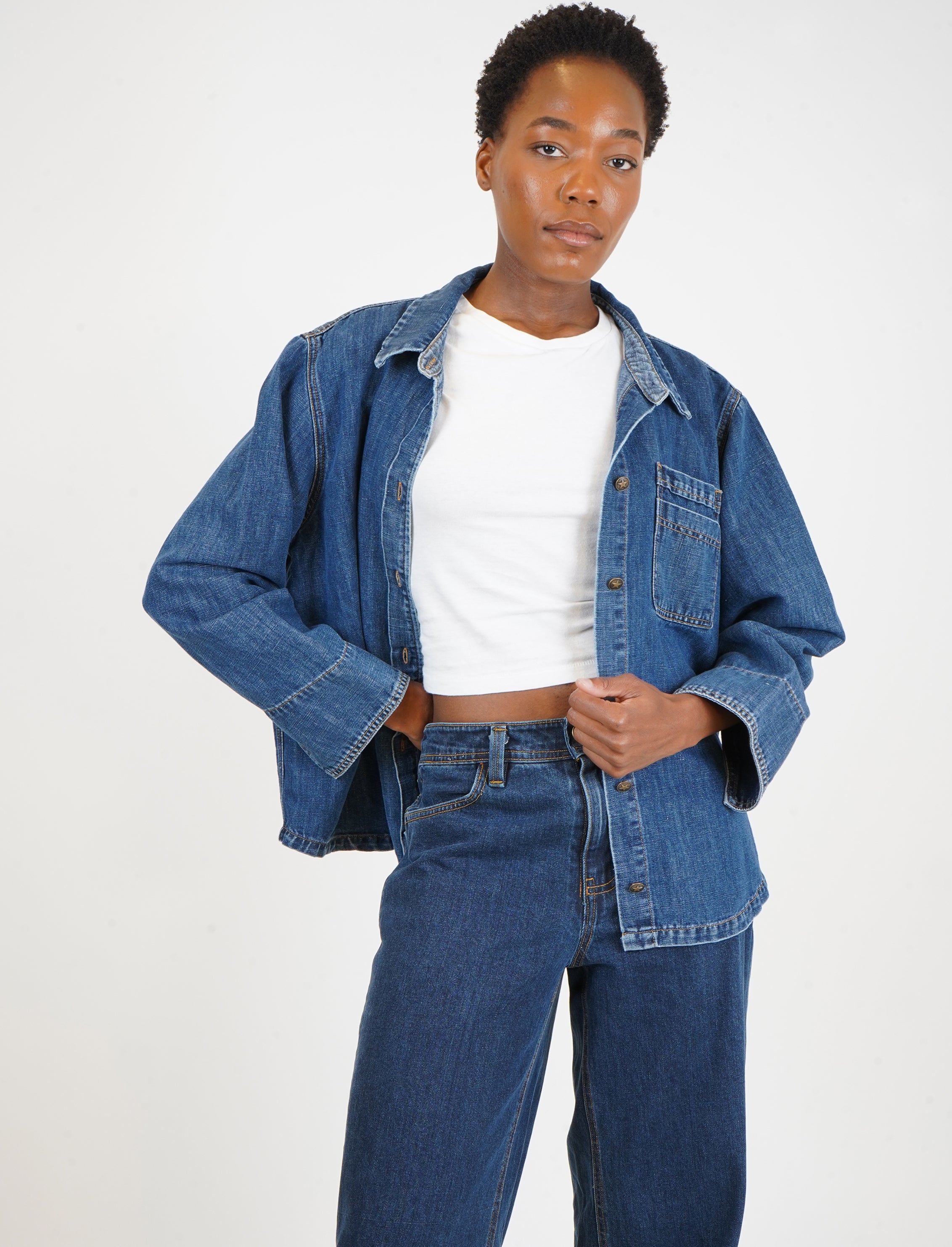 Button-Up Women's Denim Jacket