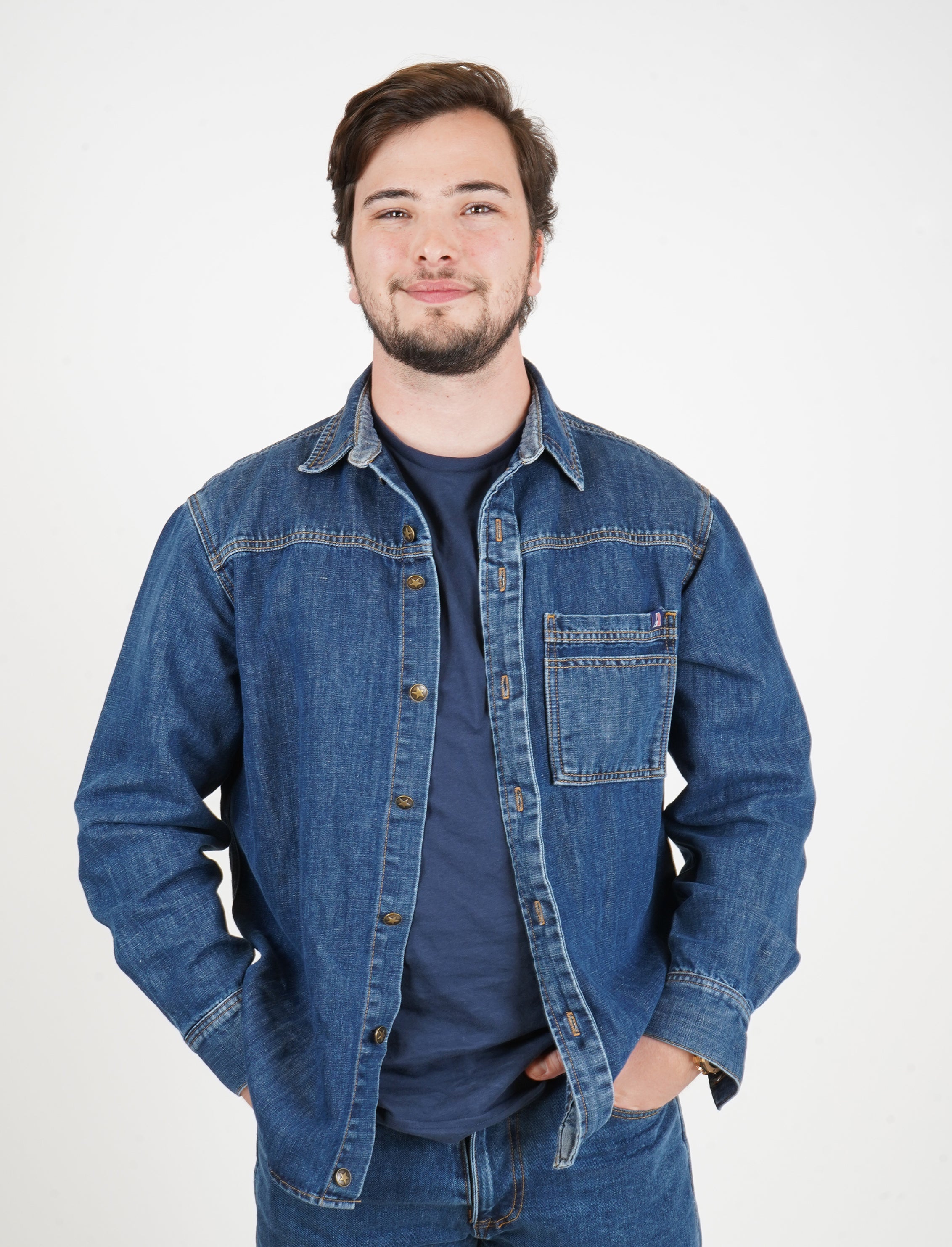 Linen Blend Denim Shirt