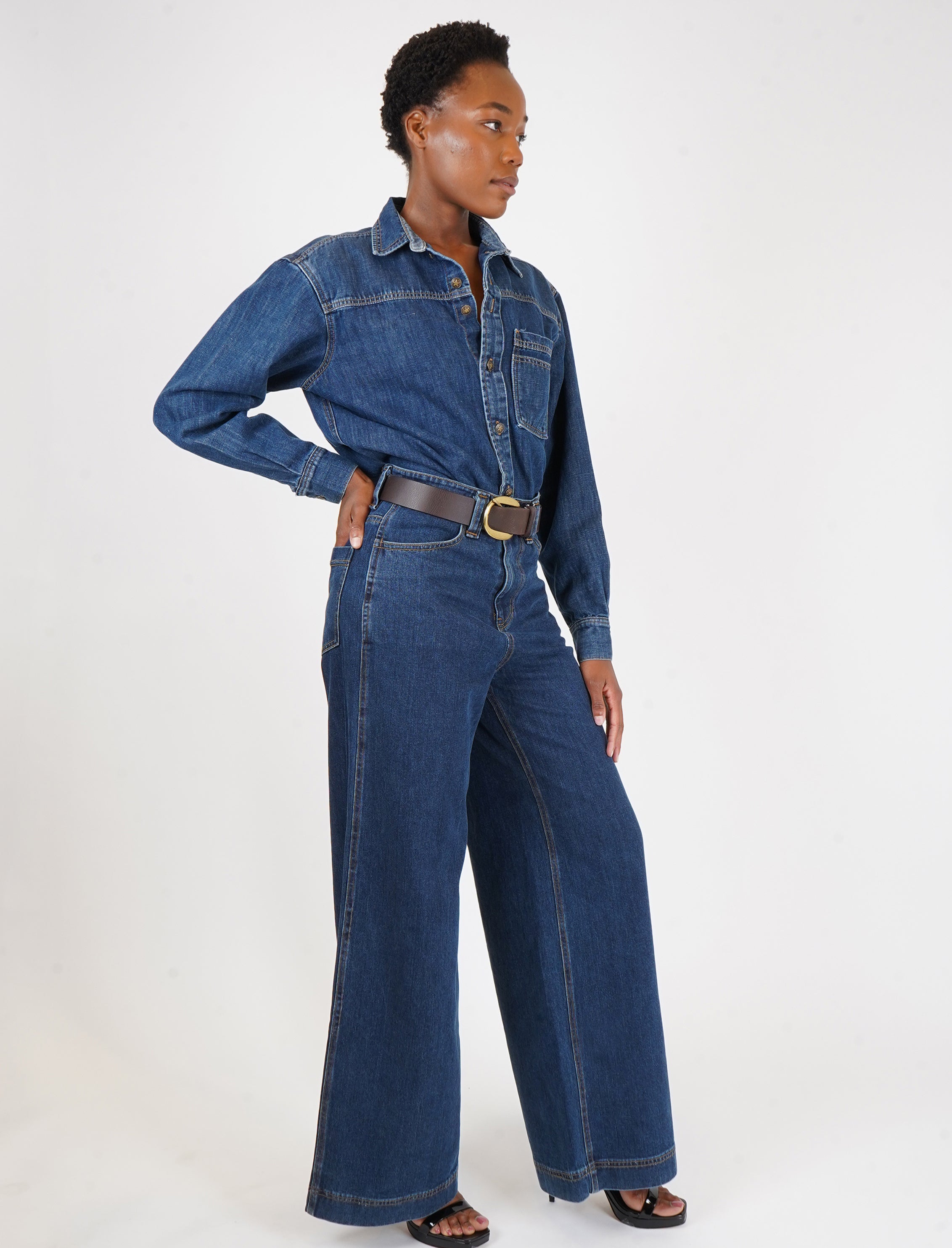 Dakota Indigo Flared High-Waisted Denim Jeans