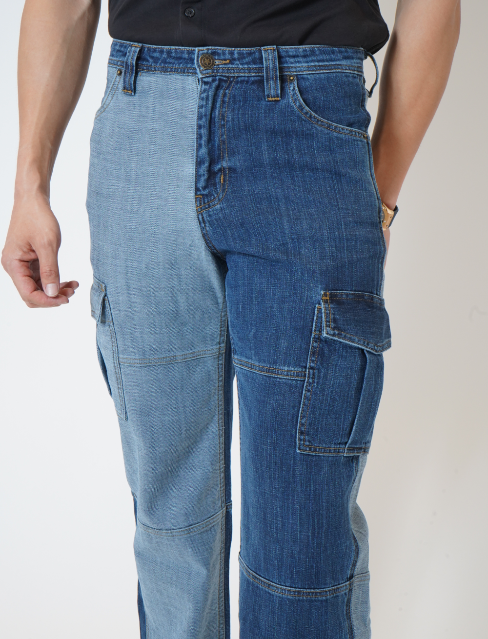 Two Tone Men’s Cargo Denim Jeans