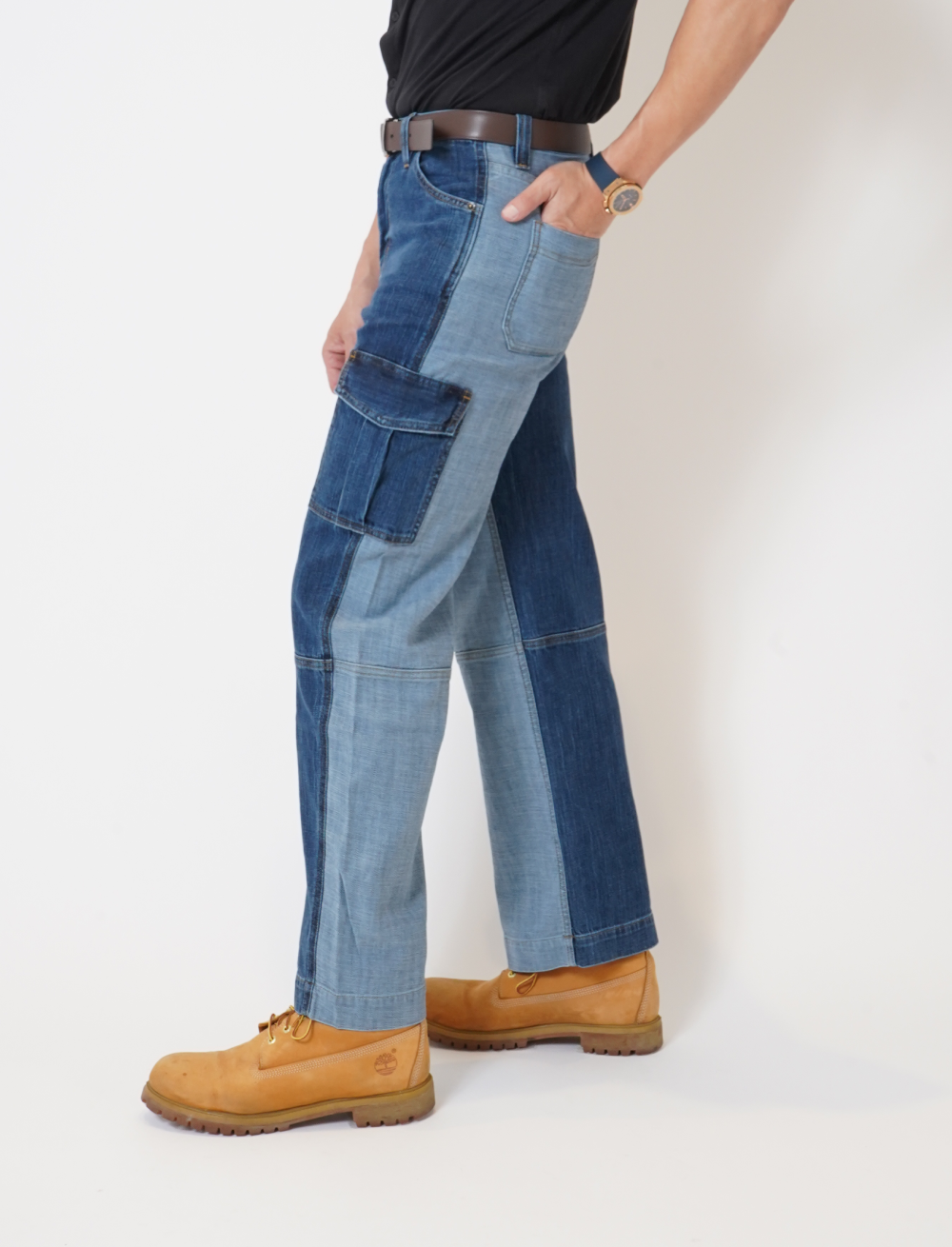 Two Tone Men’s Cargo Denim Jeans
