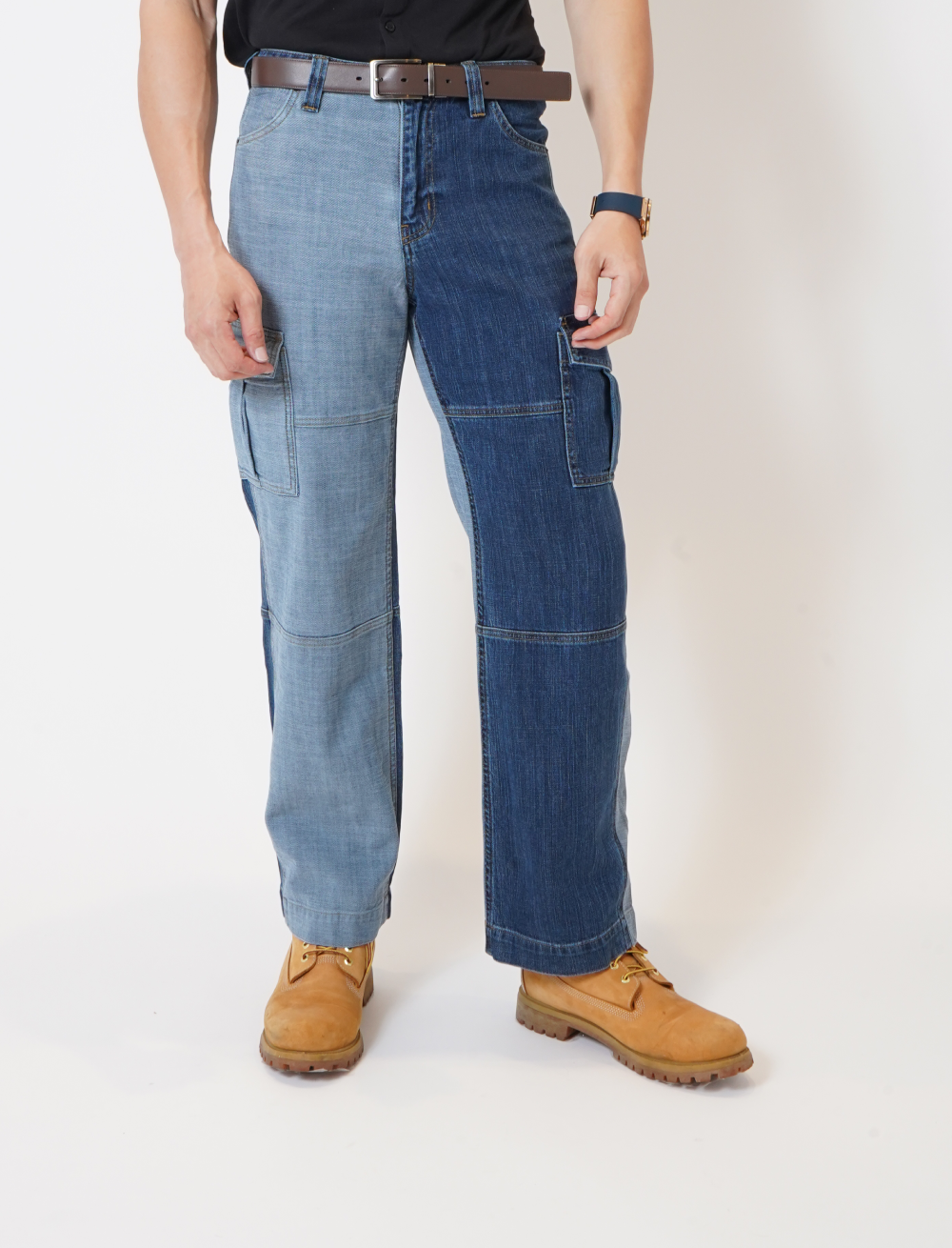 Two Tone Men’s Cargo Denim Jeans